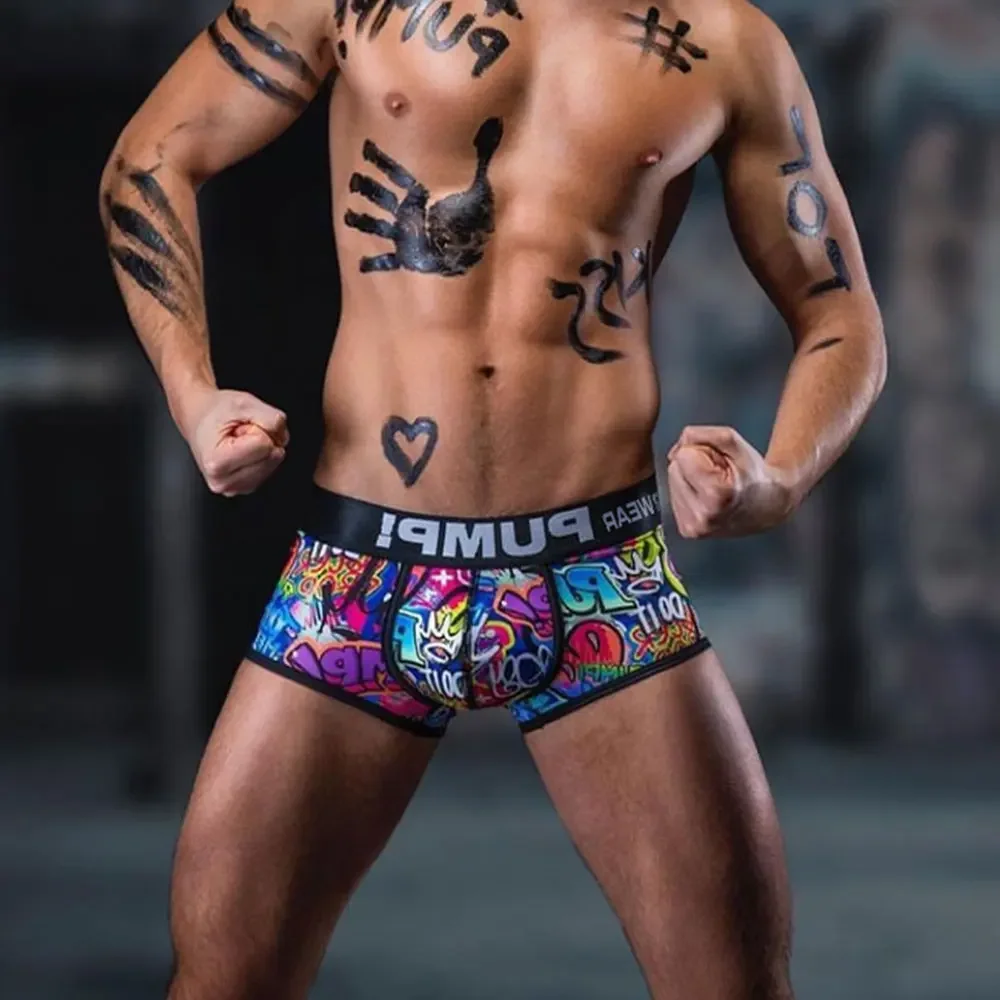 Sexy Men Underwear Funny Briefs Underpants Graffiti Panties Jockstrap Thongs Low Waist Butt Lifter Lingerie Male Boxers male lingerie male underwear