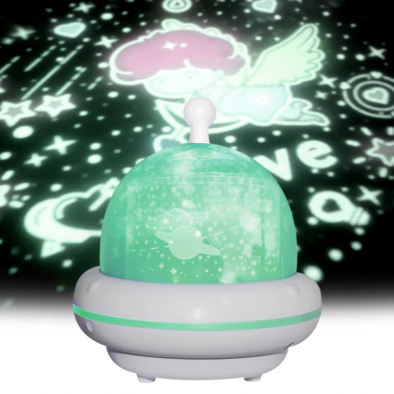 

Rotating spaceship music projection light with remote control night lighting night light children's toys ocean star projector