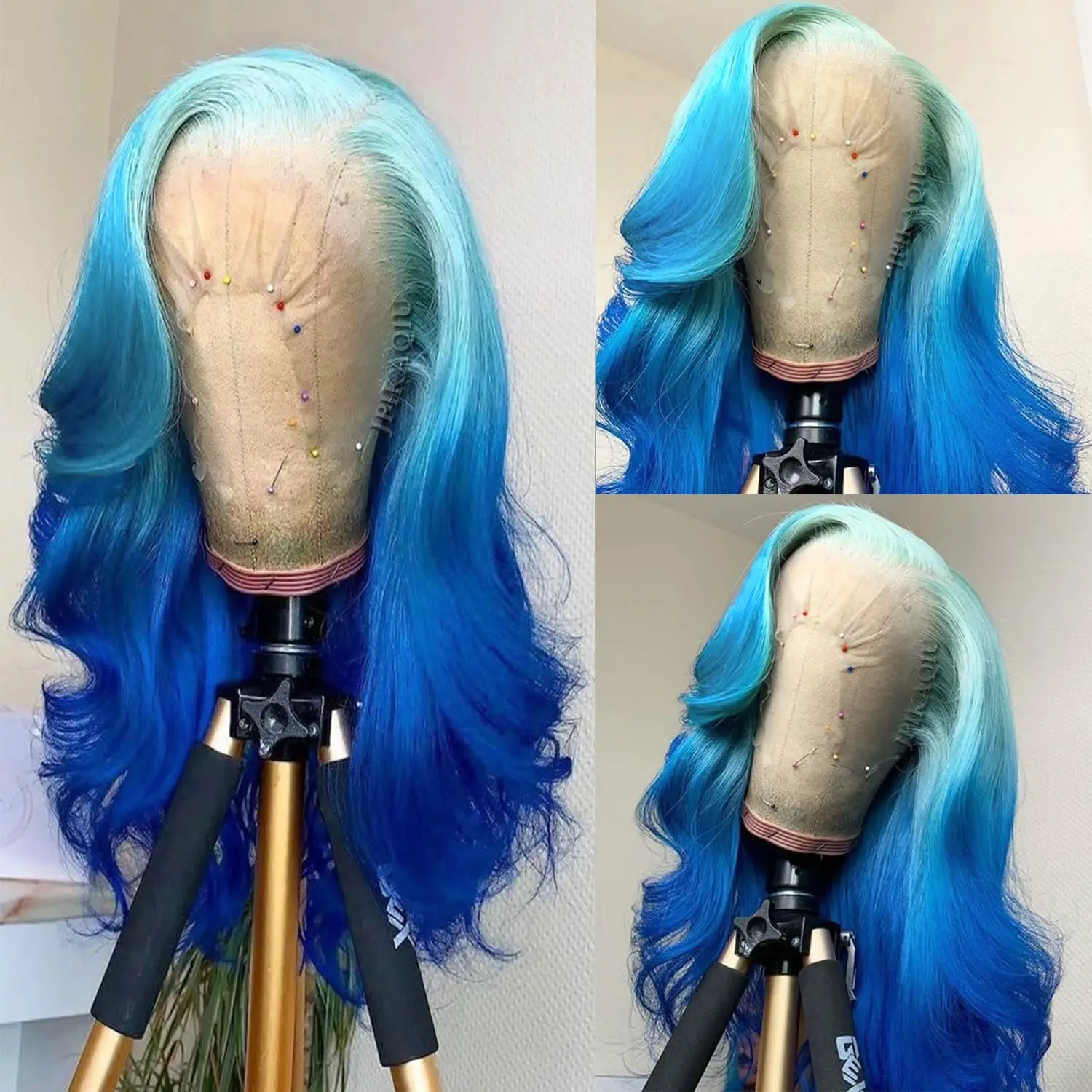 Body Wave Blue 13x6 Transparent Lace Front Wigs Human Hair For Women 613 Colored Ombre Blue 13x4 Lace Front Human Hair Wigs 180%