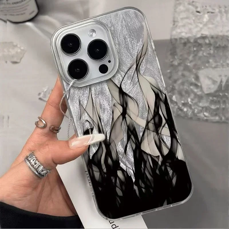 Silver Plated Fashion Fire Flame Hard Back Case Cover
