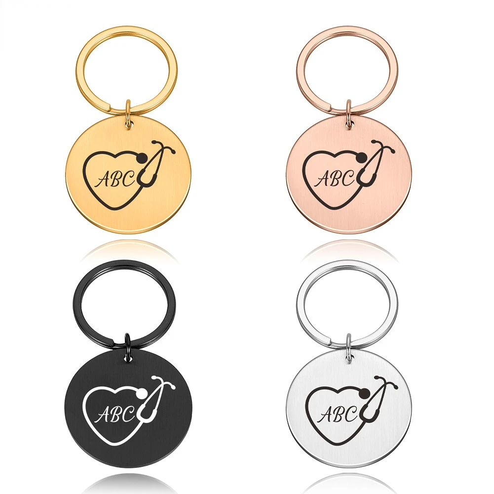 Personalized Stainless Steel Keychain Doctor Nurse Meaningful Gift Customized Name Keychain Car Key Jewelry Accessories