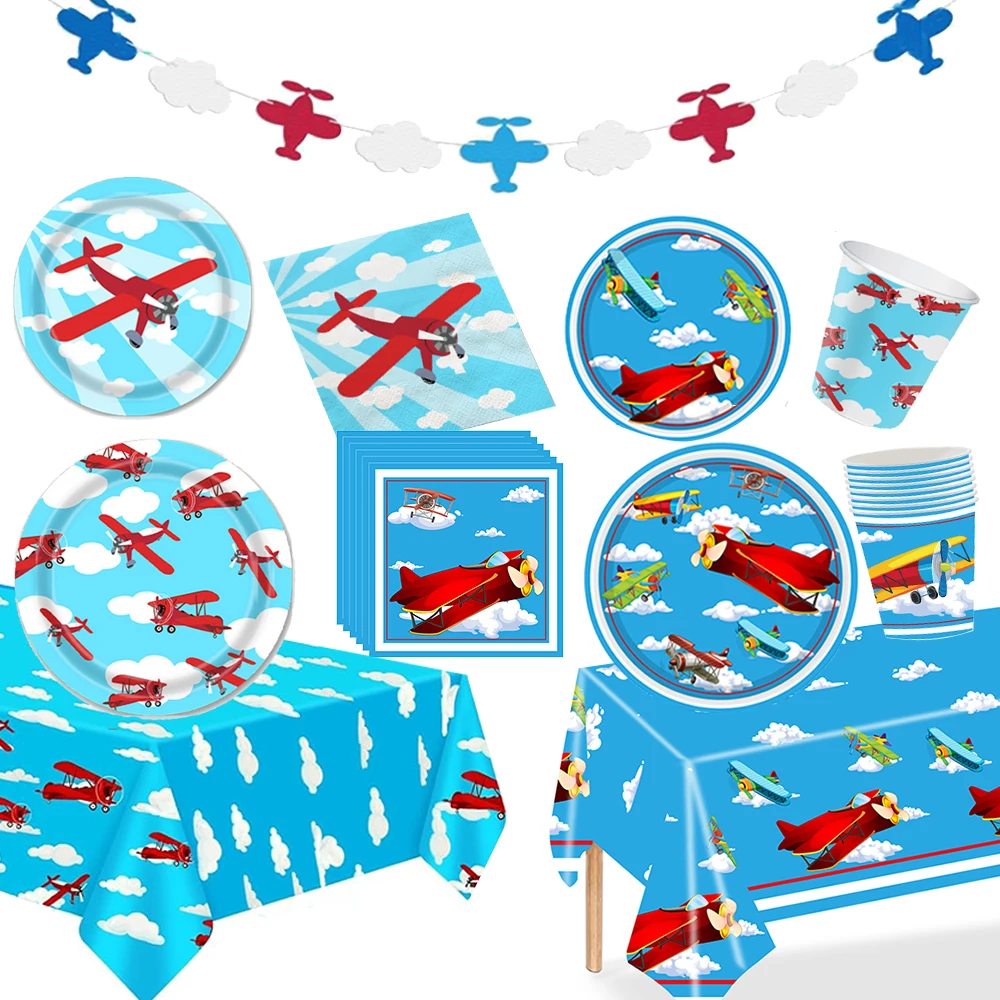 Aviation Adventure Birthday Party Supplies - Airplane Themed Plates & Napkins