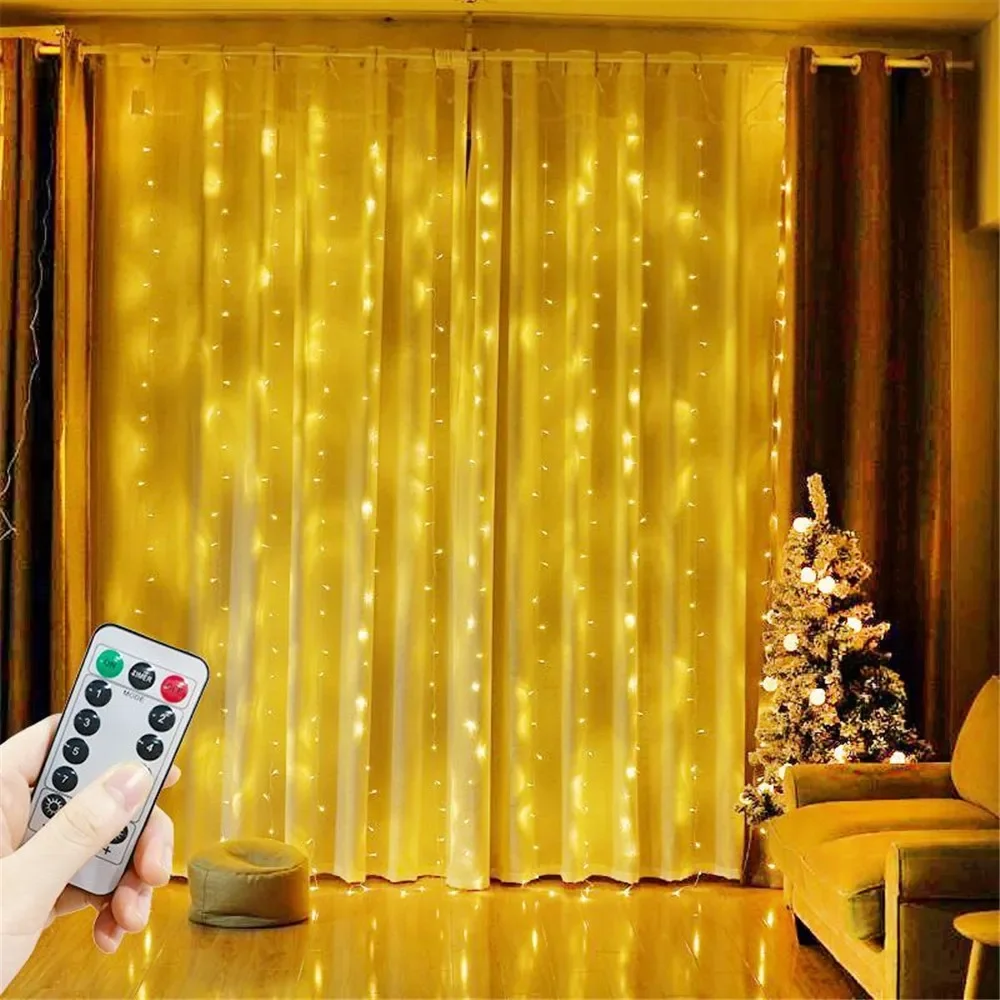 Description Picture 5 of item1pc USB LED Curtain Lights Warm Fairy String Lights Festival Lighting Rainbow Window Home Bedroom Wedding Christmas Decoration