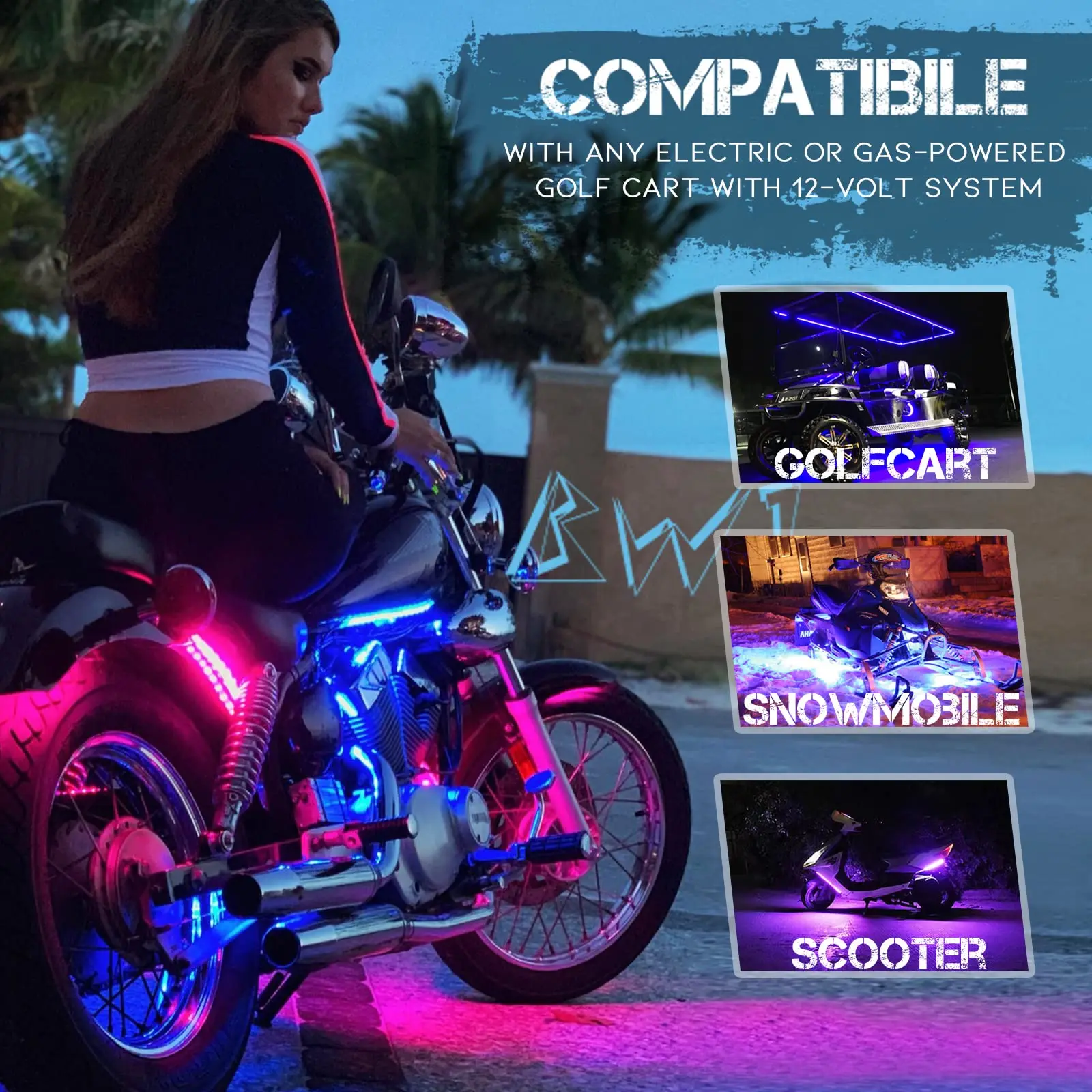 LED Atmosphere Light RGB Kit APP Music Control Flexible Waterproof Neon Strip For Car Motorcycle Decorative Lamp 12V