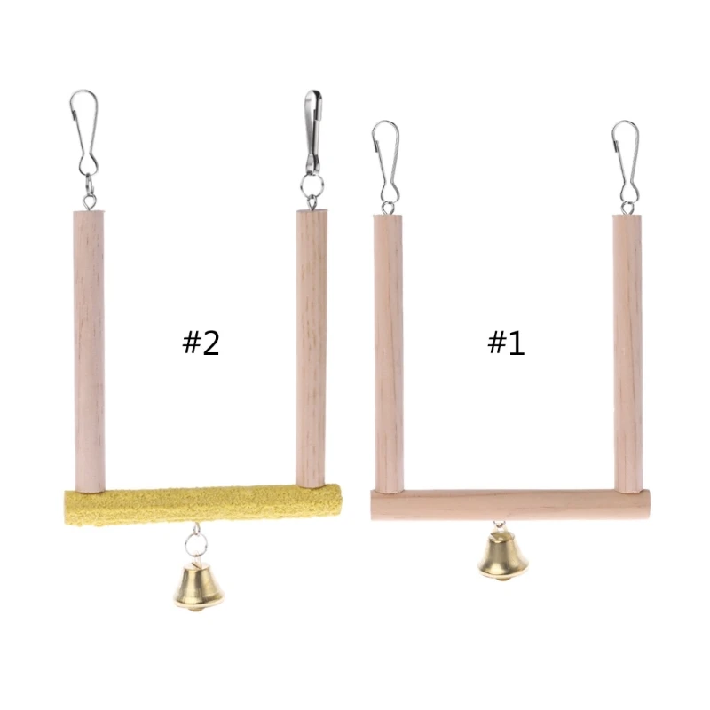 Birds Perch Parrot Stand Holder Bird Grinding Swing Hanging Cage Toy D7YB