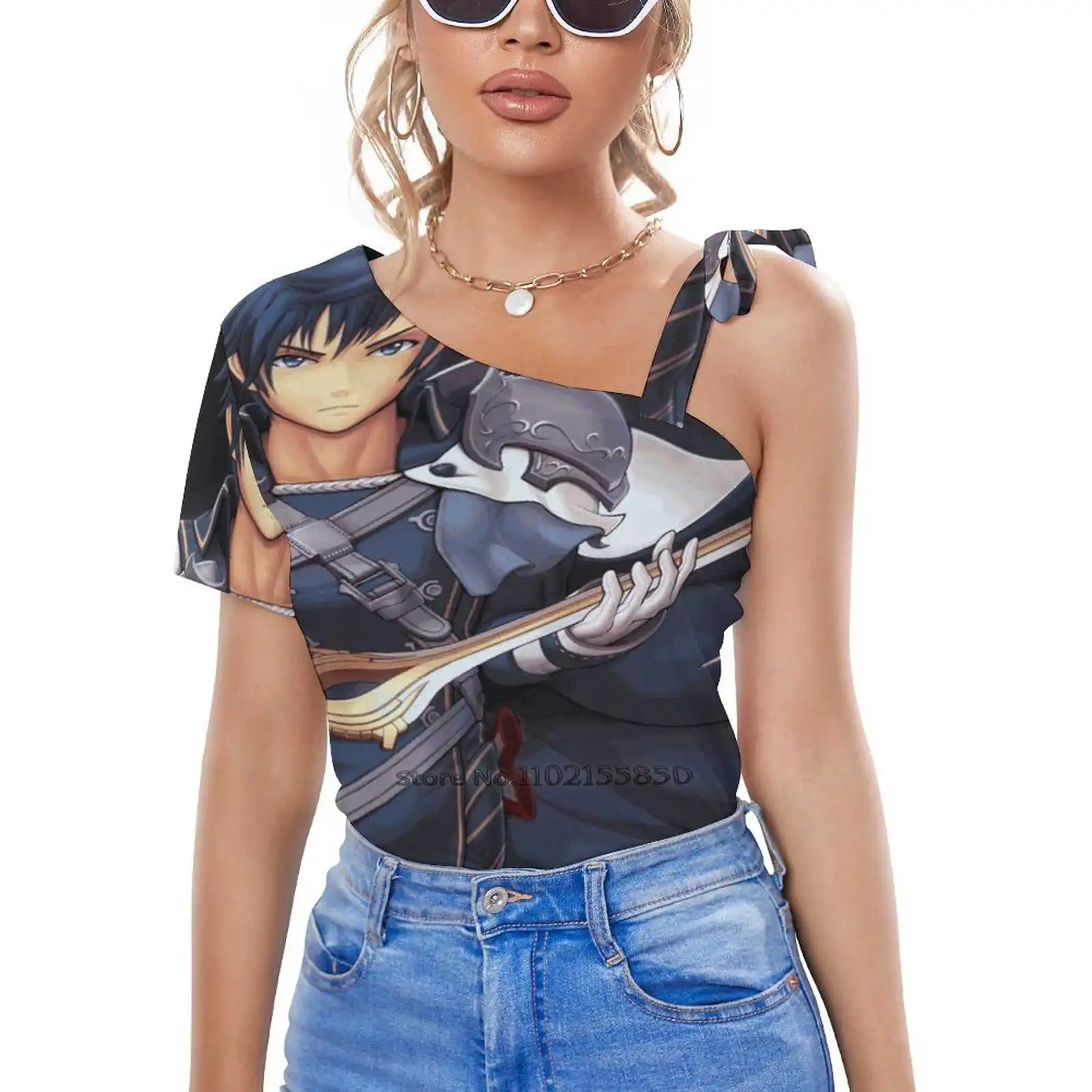 Chrom (Ultimate) Magliette Da Donna Stampate Top Con Cerniera Scollo A V Top Fashion Graphic T Shirt Chrom Fire Emblem Risveglio Anime Smash