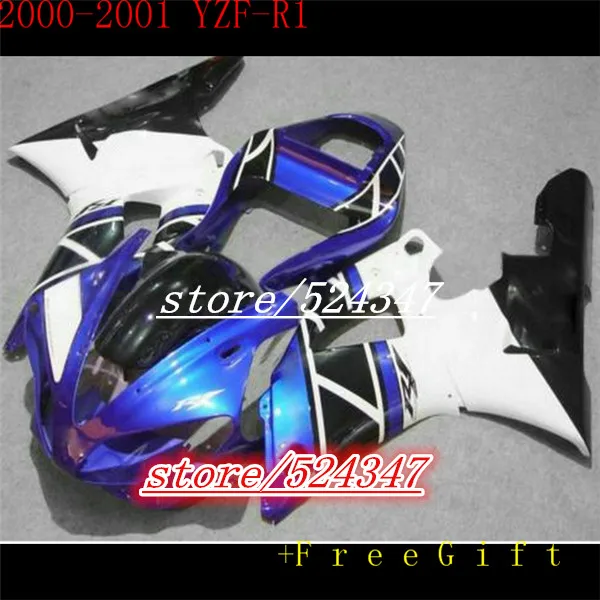 

Hey-Fairings for 2000 2001 YZF R1 blue white black plastic kits YZFR1 00 01 bodywork fairing kit part for Yamaha