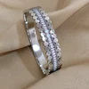 Freetry New Fashion Stainless Steel Layered Inlaid Zirconia Cuff Bangles for Women Oval Wave Geometric Bracelets Party Jewelry 4