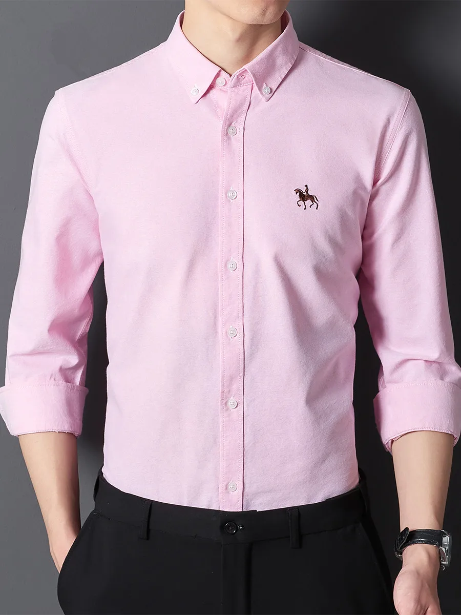 Men's Oxford Long Sleeve 100% Cotton Dress Shirt - Regular Fit, Casual & Formal Wear