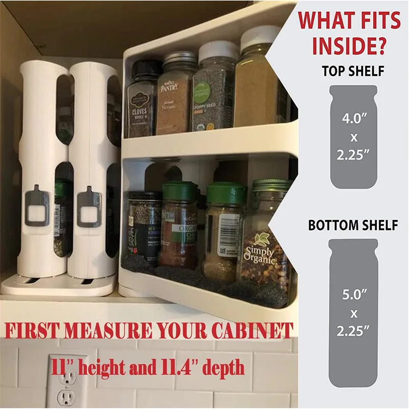 Storage Swivel RackMulti-layer Storage RackCabinet Food Ingredients Storage RackPull-On Swivel Spice Racks 4