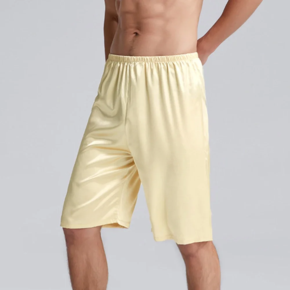 thumbnail image 1 of Pijama de satén de seda para hombre, ropa de dormir cómoda, pantalones cortos, Bóxer, Verano, 1 of 4