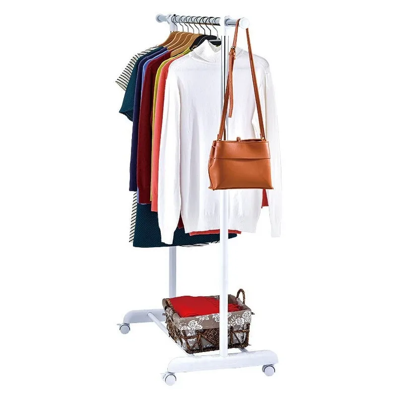 Adjustable Metal Rolling Garment Clothes Rack, Chrome & White 4