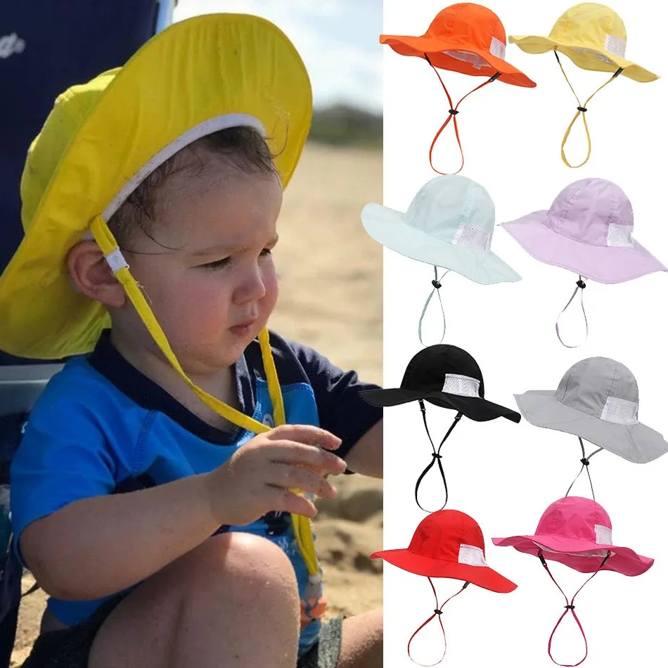 0-6 Years Boys Sunhat Girls Cotton Bucket Hats Children Sun Protection Outdoor Cap Baby Candy Color Panama Caps 2022 Summer