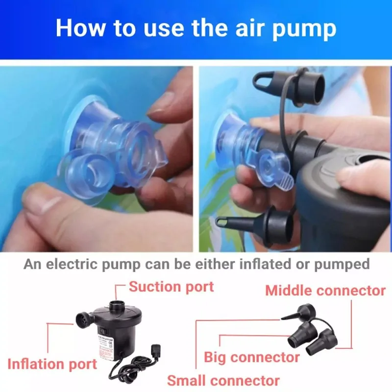 220V Electric Inflatable Pump Quick Air Filling Compressor With 3 Nozzles For Car Camping Life Buoy Boat Cushion Home Use 4