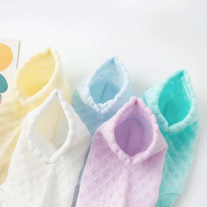 Cotton Socks 5 Pairs Spring Summer Children Cloth For Baby Boys Girls By Comfortable Soft Cotton Short Tube Mesh Lace Rib Socks kids socks baby socks girls socks
