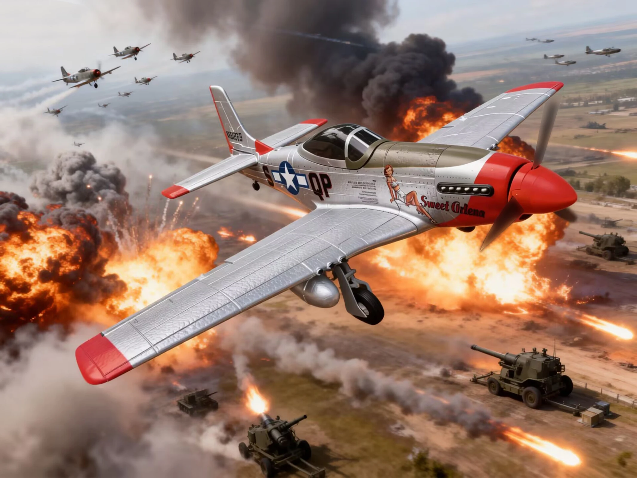 Avião RC P-51D Mustang 690MM Brushless 4CH