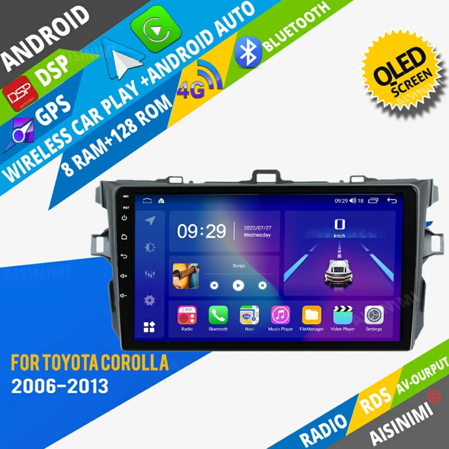 

AISINIMI Android Car Dvd Player navigation For Toyota Corolla 2006-2013 car radio Car Audio Gps Multimedia Stereo Monitor