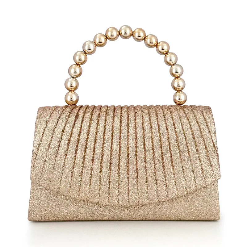 Women's Luxury Beaded Clutch with Flap Design High-Quality Evening Bag for Wedding and Dinner Event