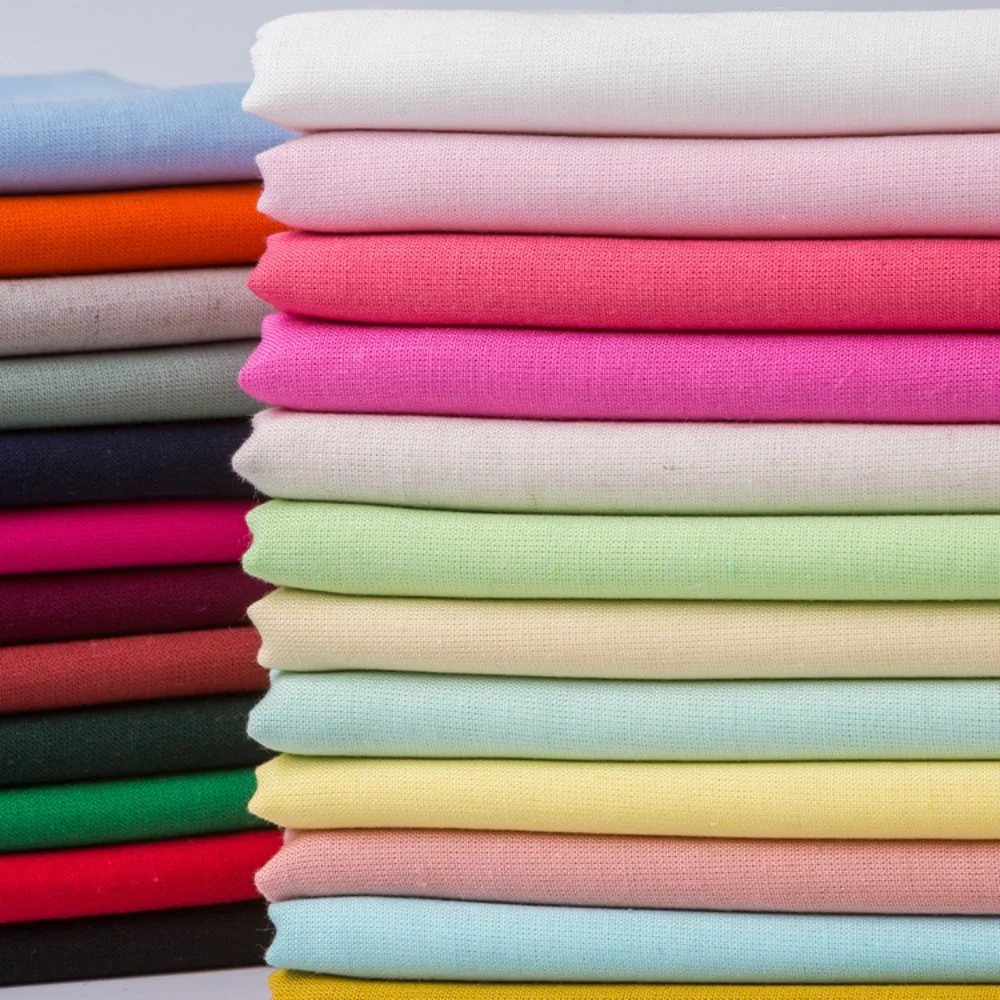 Linen Fabric Per Meter Solid Color Children's Shirt Clothing Top Dress Pants Pajamas Summer Breathable