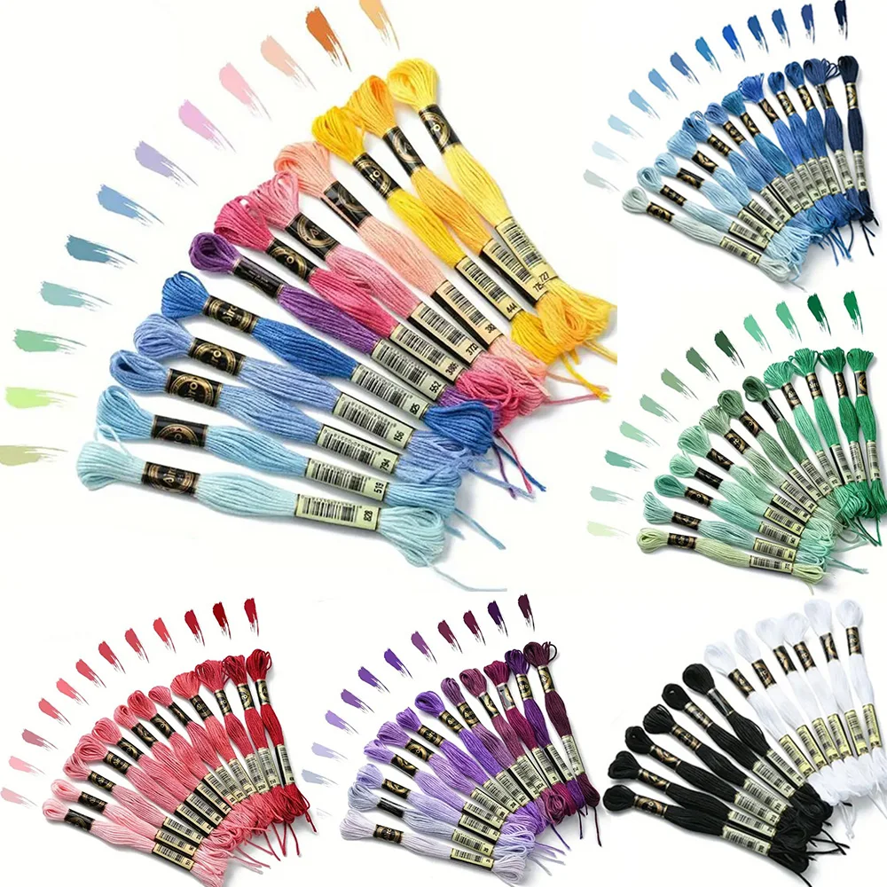 Cross Stitch Thread 12PCS 8 Meters Embroidery Threads Floss Home Sewing Craft Thread DMC Rainbow Gradient Color