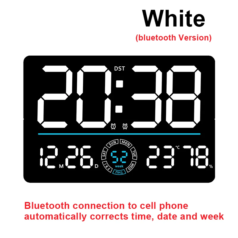 Large Digital Wall Clock Temp Date Week Humidity Display Alarm Clock Positive/Countdown 10 Brightness Adjustment Home LED Clocks digital wall clock smart led wall clock