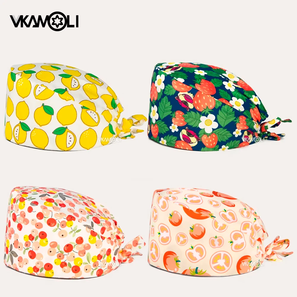 Printed with Fruit themed Patterns scrubs hat Fun designed
