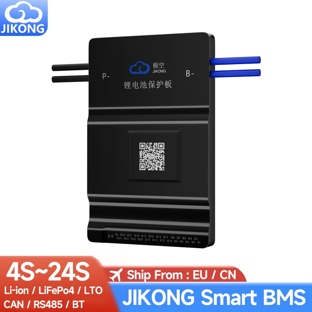 Jikong Smart Bms Active Balance 1A 2A Li-Ion Lifepo4 18650 Batteria 4S 8S 16S 24S 12V 24V 36V 48V Con Bt Rs485 Può Riscaldare Jk Bms