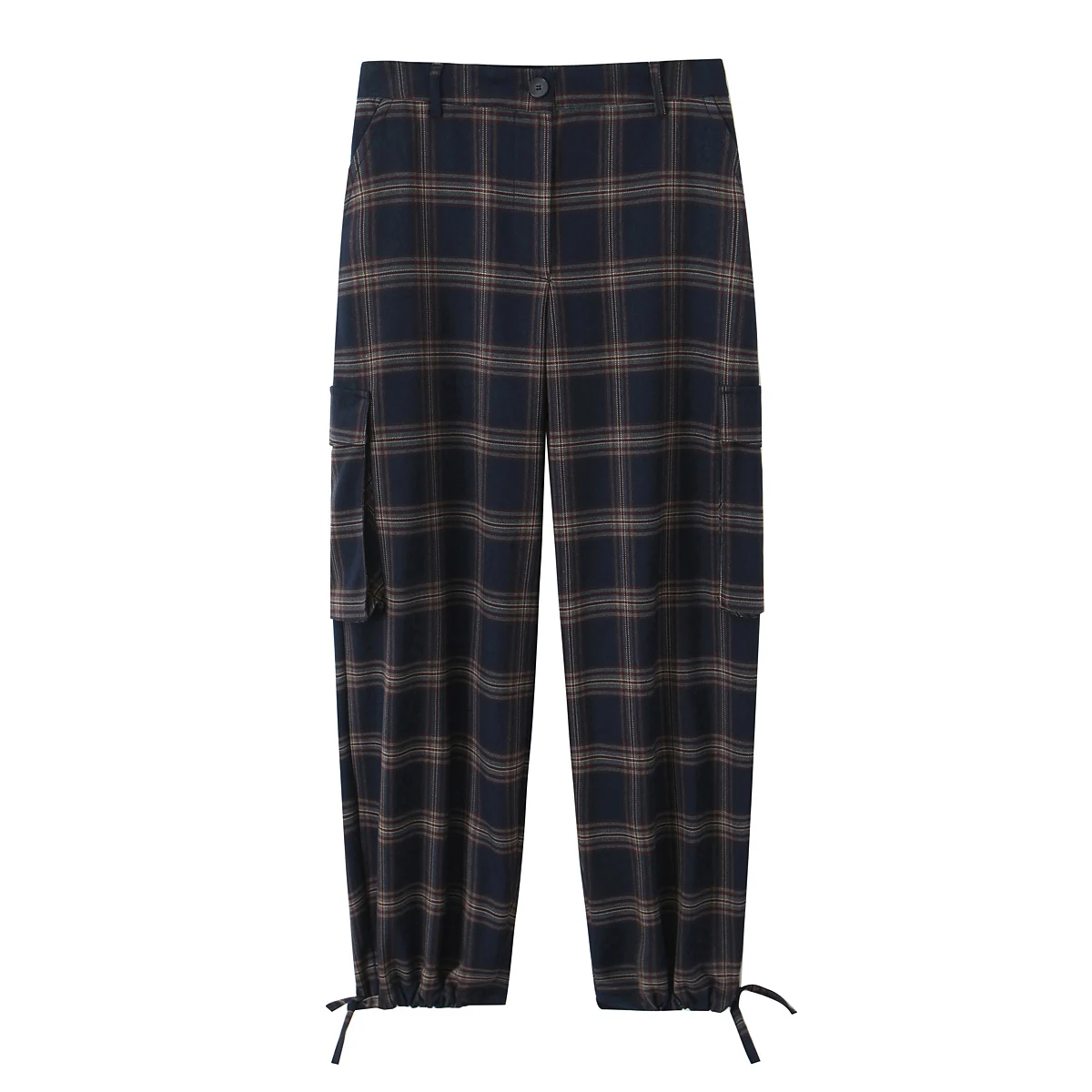 KONDALA Frauen Casual Plaid Tasche Overalls Hosen Trendy Laterne Cargo Hosen 2026 Frühling Herbst Mode High Street Weibliche Hosen – Detail 2