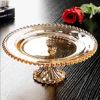 Transparent Beaded Glass Plate Cake Fruit Decorative Plate Home Living Room Snacks Dessert Plate Simple Dessert Display Tray 1