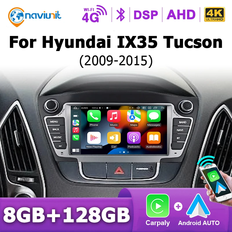 Wireless Carplay Android 15 Auto Stereo Car Radio For Hyundai IX35 Tucson 2 LM 2009-2015 2din autoradio Multimedia player 4G LTE