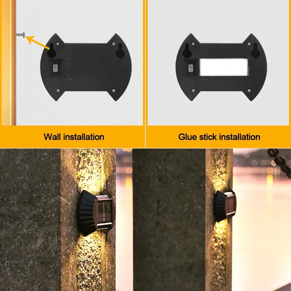 4PACK Solar Wall Lamp Waterproof Upper And Lower Luminous Lighting LED Light Fa