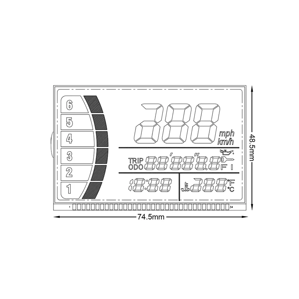 Display for Kawasaki Z750 Z1000 ZX-6R Instrument Gauge