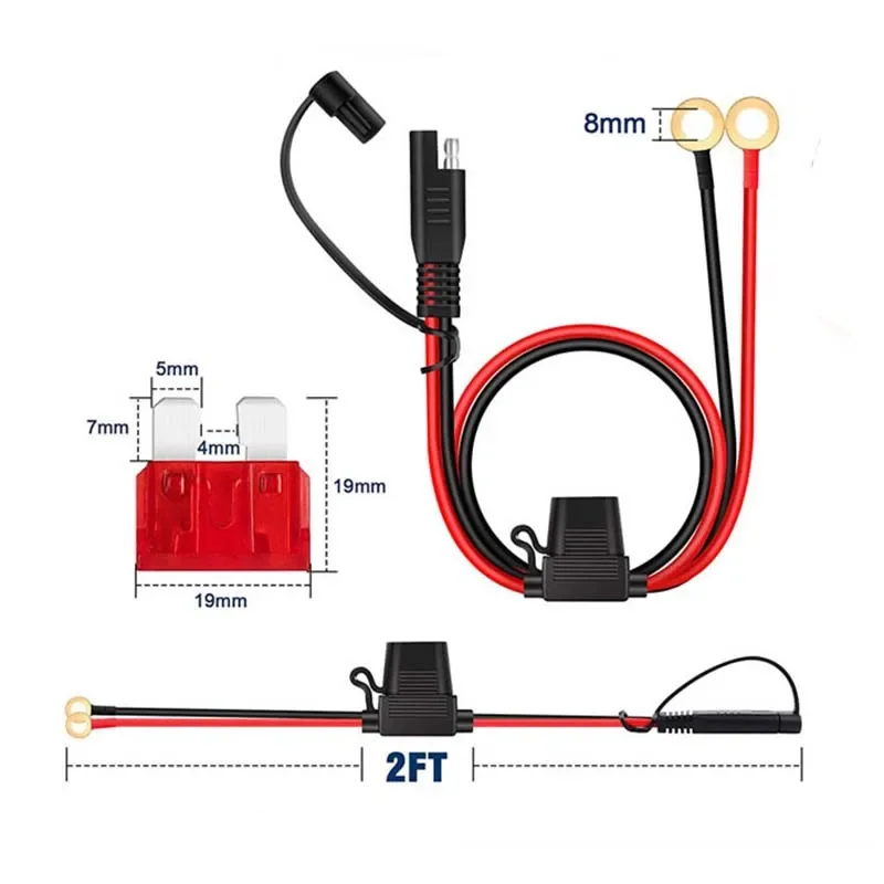 12V Car Battery Charging Source Terminal To SAE 24V Female Pump Plug Truck Modification 12V 24V Charger Cable For Motorcycle