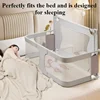 Baby Bedside Bassinet Foldable Bed Side Baby Bassinet Portable Crib Breathable and Visible Mesh Window Soft Washable Liner Cover 4