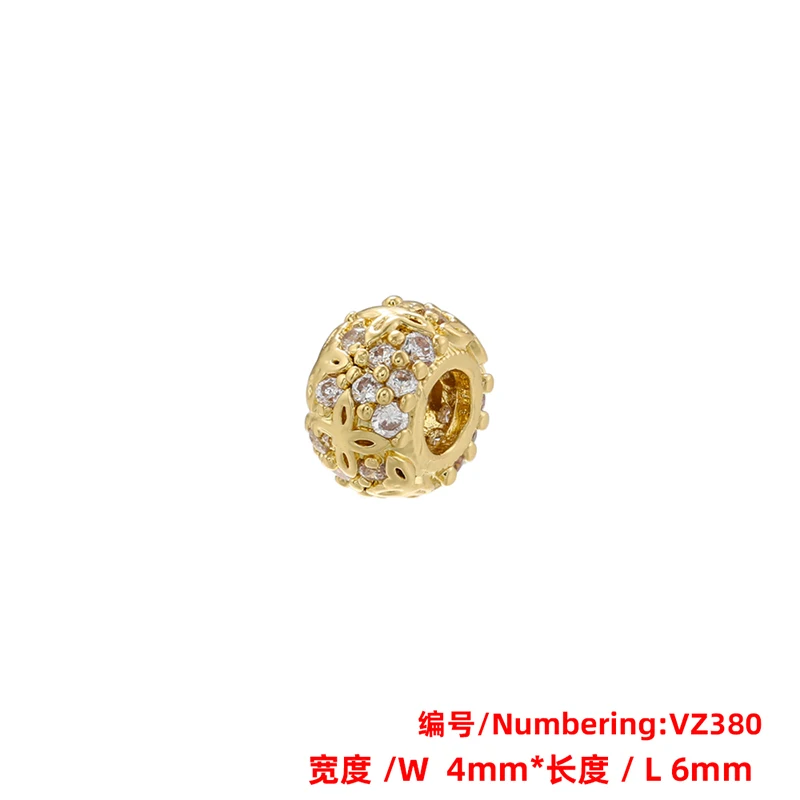 ZHUKOU Brass flowers beads for jewelry making Cubic zirconia diy handmade Bracelets jewelry making beads Jewelry materials VZ380