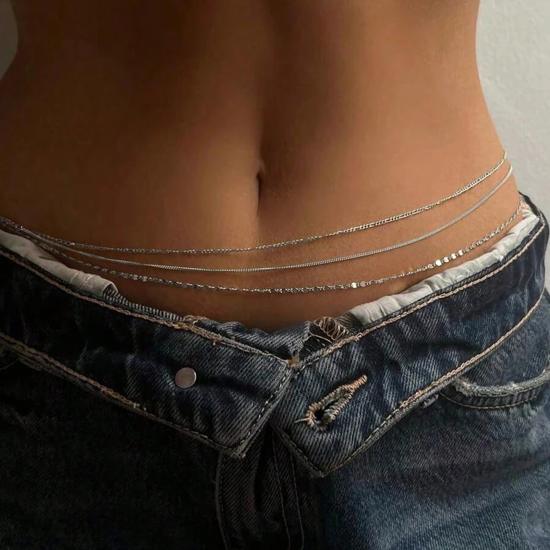 3pcs Set Simple Sexy Waist Chain For Women Fashion Multi-Layer Design Belly Chain Daily Wear Vacation Dating Body Jewelry Gifts