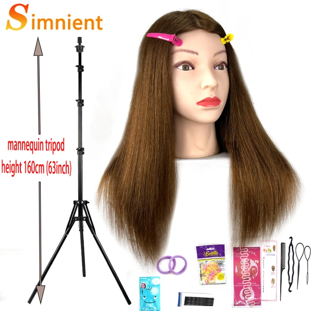 Mannequin Head with 100% Human Hair Dark Brown and Natural Black Training  Head,Cosmetology Doll Head Practice for Hair - AliExpress