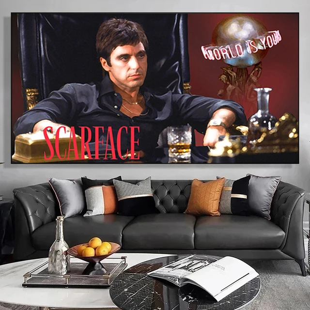 Toile film Scarface Al pacino en noir et blanc - Fineartsfrance