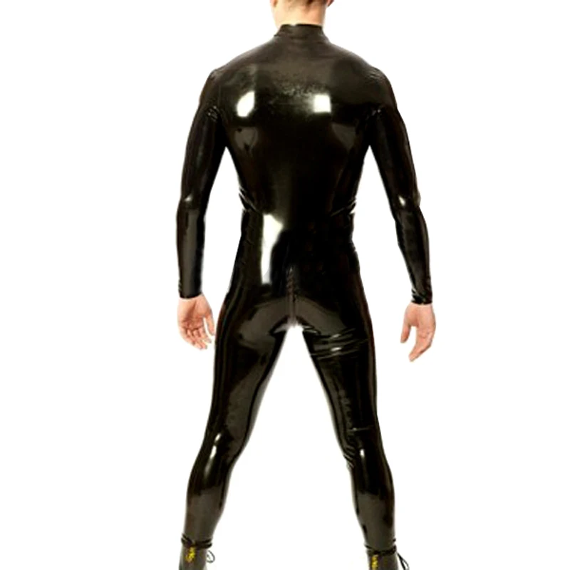 Sexy Latex Rubber Mans Catsuit Fetish Bodysuit Tight Suit Handmade Customes Jumpsuit S-LCM097