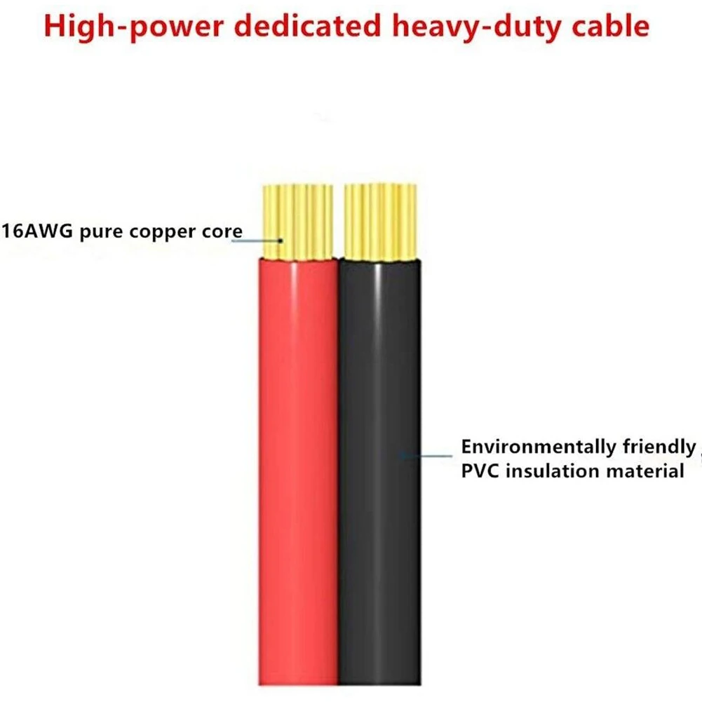 12-24V Car Male Plug Heavy Duty Cigarette Lighter Adapter Power Cord with 50cm Cable Wire 10A Apply To Cigarette Lighter Socket