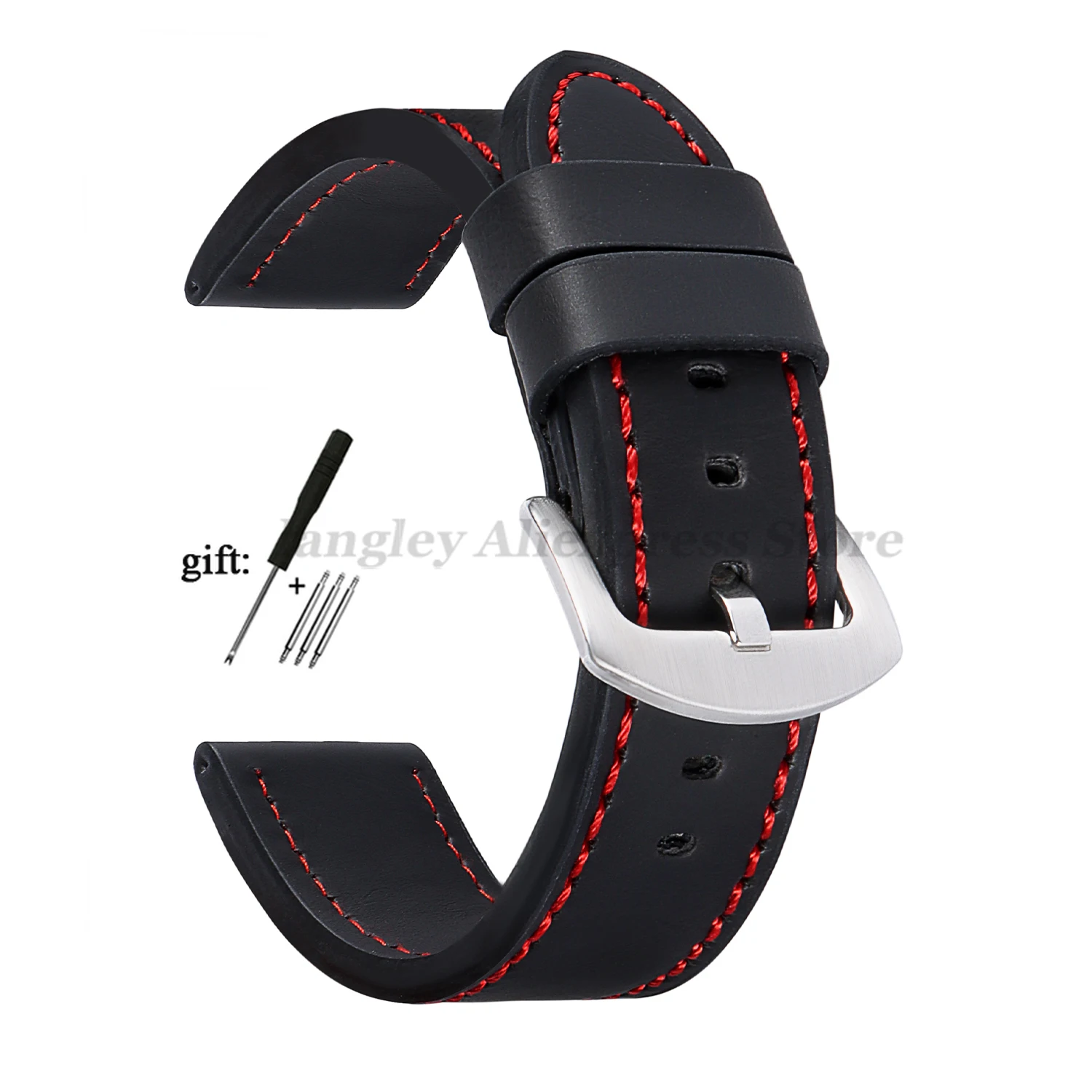 Vintage Leather Watch Band Strap with Stainless Steel Buckle - Unisex Sports Accessory