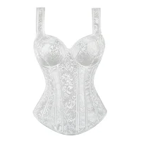 Corset femme avec bretelles noir surbuste Corsets gilet grande taille Steampunk Corsets et Bustiers à lacets désossé Jacquard haut Corset 4