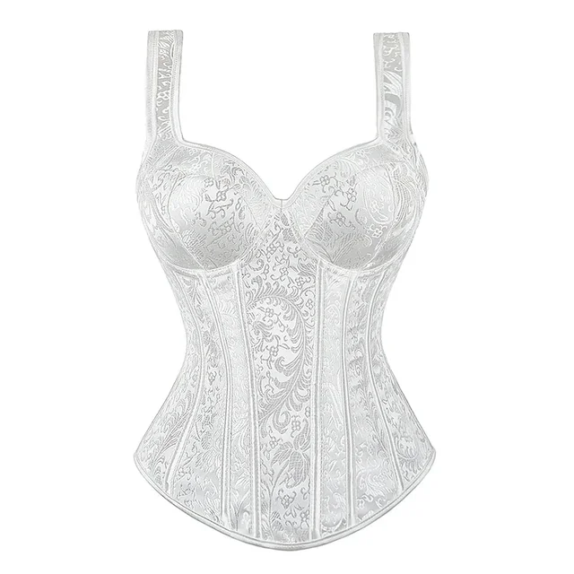 105577-1e3d58.jpg Corset femme avec bretelles noir surbuste Corsets gilet grande taille Steampunk Corsets et Bustiers à lacets désossé Jacquard haut Corset