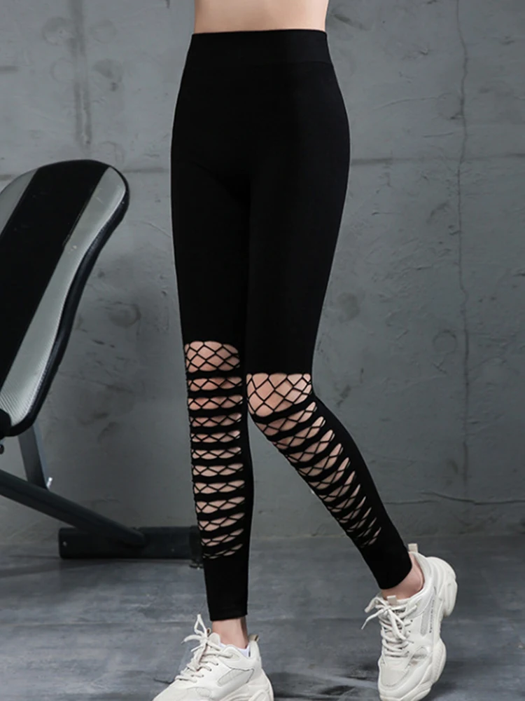 Leggings Sexy Donna New Hollow Out Black Gym Fitness Yoga Pants Sport Running Jogging Workout Leggins Mujer