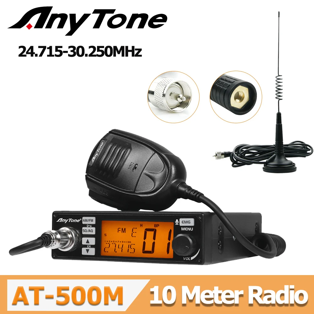 

AnyTone AT-500M 5W AM FM VOX 12V 27MHz Mobile Radio 10M Radio CTCSS/DCS 40CH CB Car Radio Seven Color Display