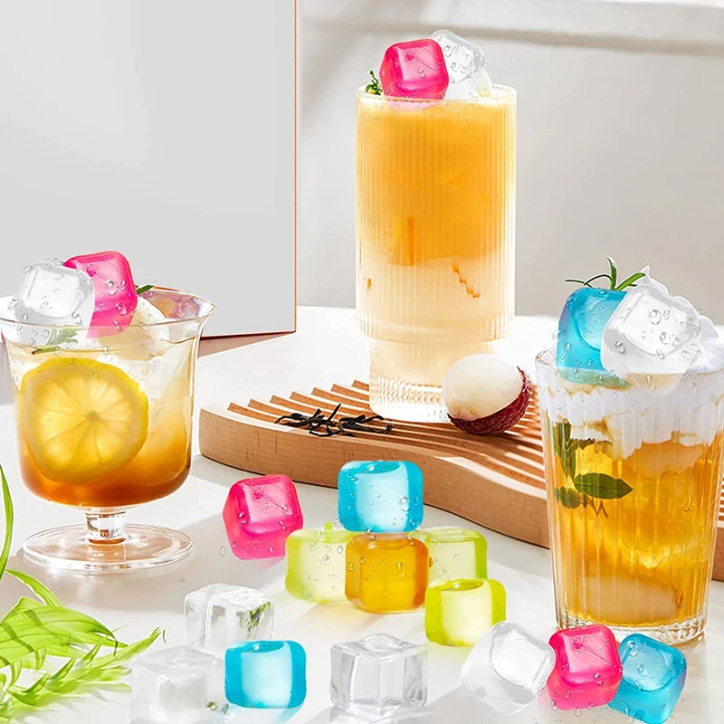 Fisura – Cubitos de hielo reutilizables con formas tropicales. 30 unidades  de hielos reutilizables. Cubitos de hielo de plástico para fiestas.