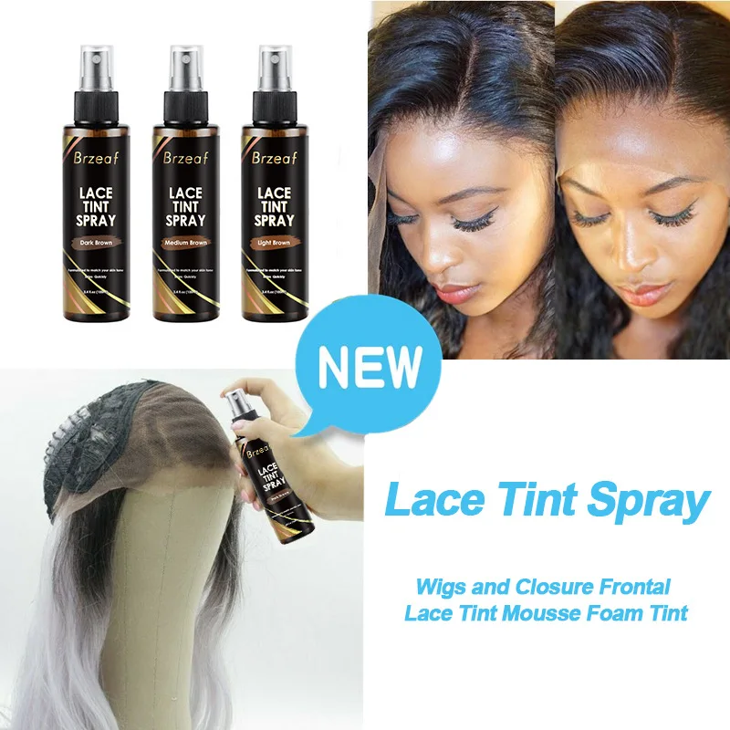100Ml Lace Tint Spray For Lace Wigs Dark Brown Middle Brown Light Brown Lace Tint Spray For Closures, Wigs And Closure Front
