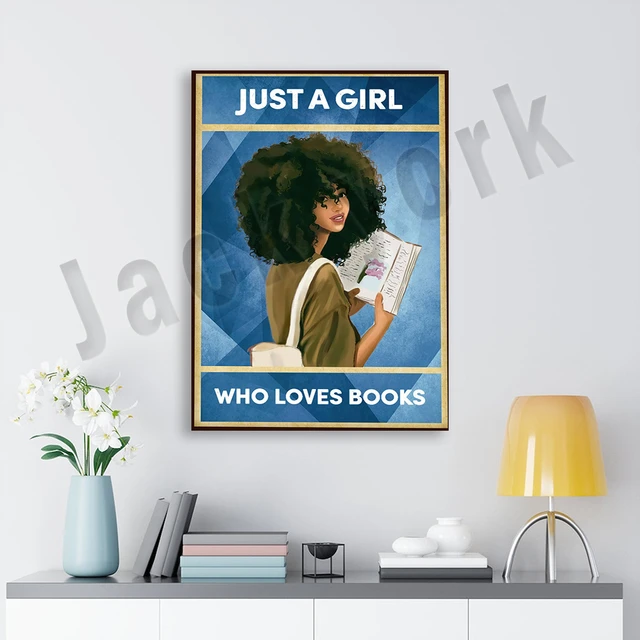 Love Reading Books Vintage Poster Girl Drinking Coffee Reading Books  Dictionary Canvas Painting Prints Library Wall Art Decor - AliExpress