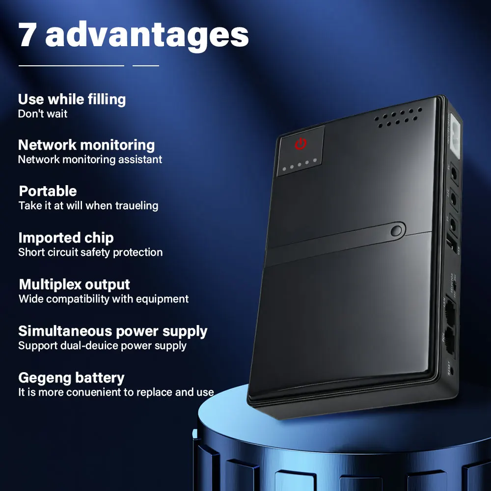 DC18W/36W DC1018L/DC1036L 1A/2A 5V/9V/12V Large Capacity Multipurpose Mini Portable UPS Backup Power Adapter for WiFi Router