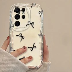 Elegant Black Bowknot Heart Silicone Phone Case - Galaxy S24+ (Clear - YYDSN2778)